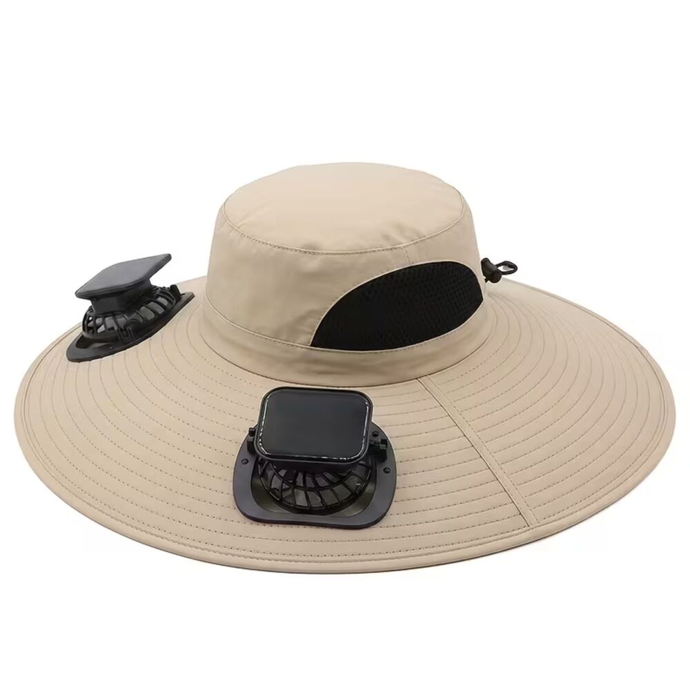 NIB - Khaki Summer Essential Solar Powered/USB Fan Sun Protection Hat Unisex